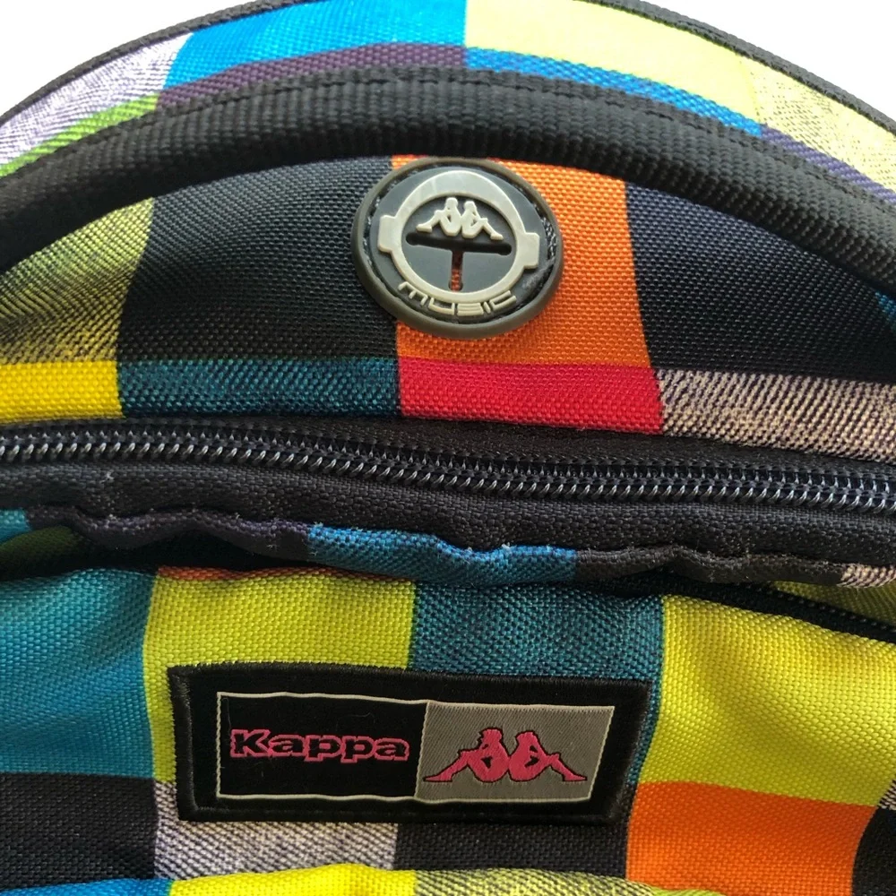 Kappa Large Logo Checkerboard Backpack Multicolored Adjustable Straps Mesh Back
